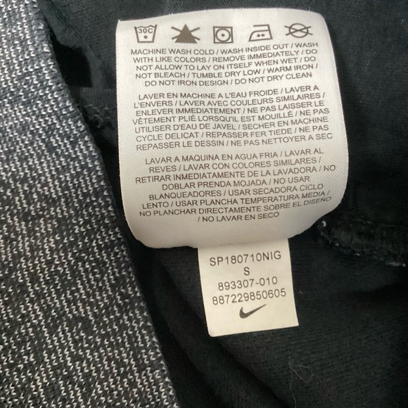 Nike Funnel Neck Sweatshirt Womens Small Heather Black White Logo EUC - Picture 8 of 8